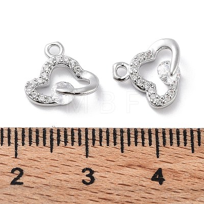 Brass Micro Pave Clear Cubic Zirconia Charms KK-F871-41P-1
