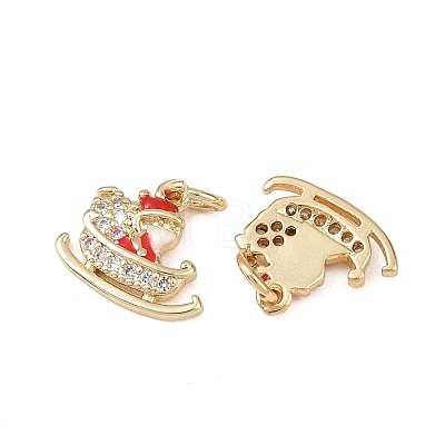 Christmas Brass Micro Pave Cubic Zirconia Enamel Charms KK-L255-19G-02-1