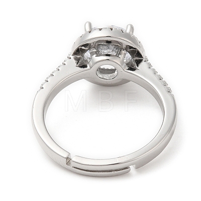 Glass Diamond Adjustable Rings with Cubic Zirconia RJEW-G288-01P-1