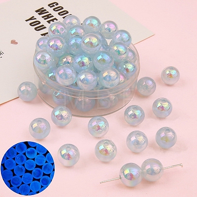 5Pcs Round Luminous Transparent Acrylic Beads PW-WG06E6C-05-1