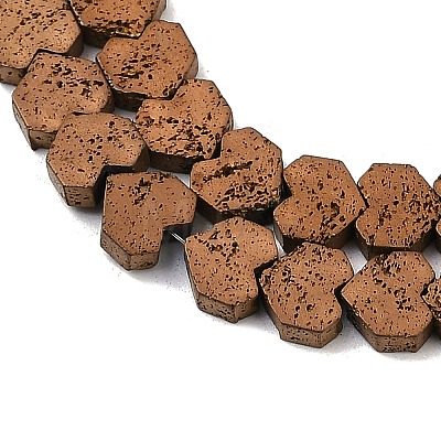 Electroplated Natural Lava Rock Beads Strands G-K388-04A-05-1