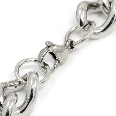 304 Stainless Steel Curb Chain/Twisted Chain Bracelets STAS-A028-B140P-1