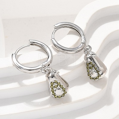 Brass Cubic Zirconia Hoop Earrings EJEW-Q015-02P-B-1