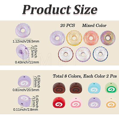 16Pcs 8 Colors Opaque Acrylic Imitation Food Beads OACR-PA0002-19-1
