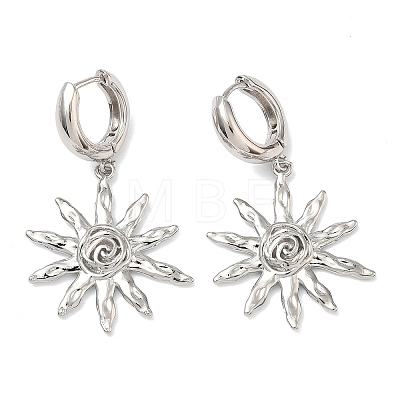 Sun Brass Hoop Earrings EJEW-C181-11P-1