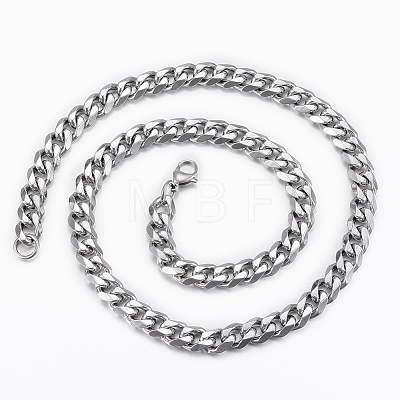 304 Stainless Steel Chain Necklaces and Bracelets Jewelry Sets SJEW-L186-02P-1