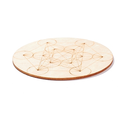 Basswood Carved Round Cup Mats DJEW-M006-03-1