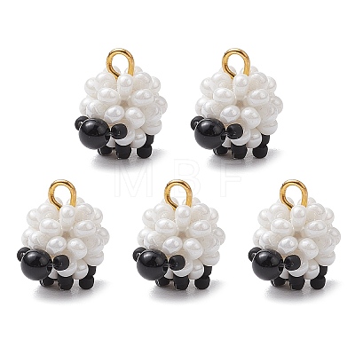 Glass Seed Beaded Sheep Charms PALLOY-MZ00545-1