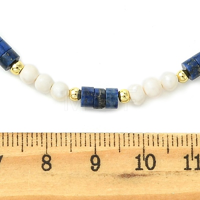 Natural Amethyst & Lapis Lazuli & Synthetic Blue Lace Agate Heishi Beads and Natural Cultured Freshwater Pearl Rice Beaded Necklaces for Women NJEW-JN06294-02-1