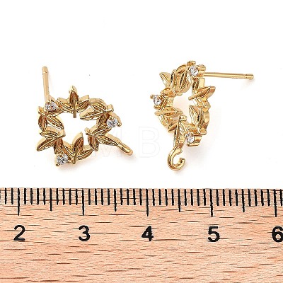 Brass Micro Pave Cubic Zirconia Studs Earring Findings KK-K364-07G-1