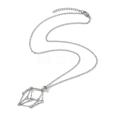 Crystal Cage Holder Necklace NJEW-JN04604-01-1