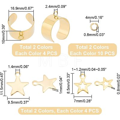 Unicraftale DIY Star Charm Cuff Ring Making Kit DIY-UN0003-68-1