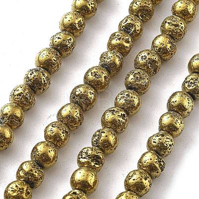 Electroplated Natural Lava Rock Beads Strands G-A251-B01-01D-1