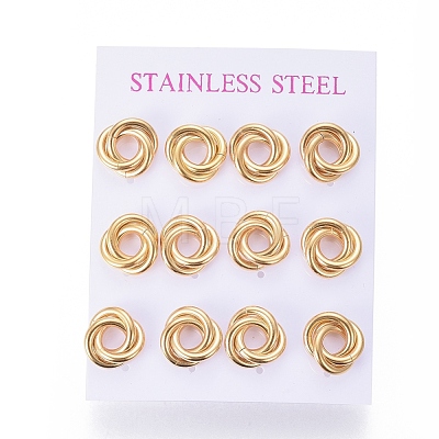 304 Stainless Steel Stud Earrings EJEW-L241-02G-1