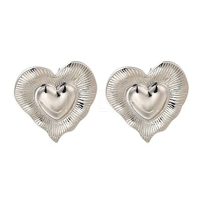 Rack Plating Heart Brass Stud Earrings EJEW-I310-25P-1