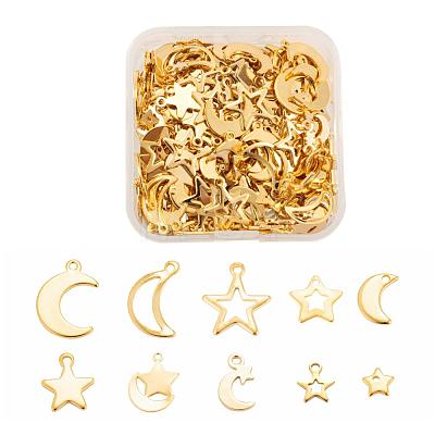 200Pcs 10 Style 304 Stainless Steel Charms STAS-LS0001-40-1