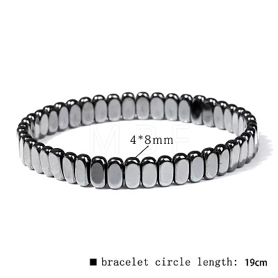 Synthetic Non-magnetic Hematite Beads Stretch Bracelets for Men RL7655-12-1