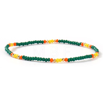 Summer Theme Glass Seed Bead & Brass Beads Stretch Bracelets MU3980-3-1