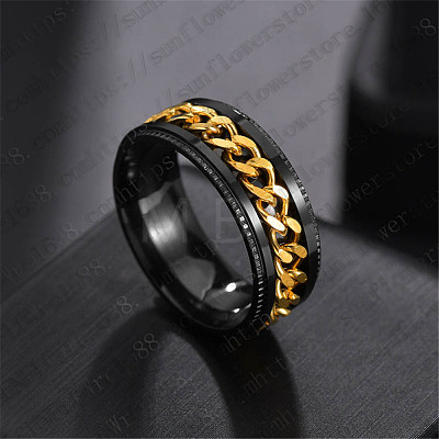 Stainless Steel Chains Rotating Finger Ring PW-WG67706-37-1