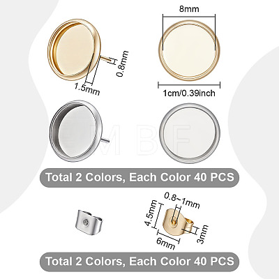 304 Stainless Steel Stud Earring Findings STAS-UN0065-03-1