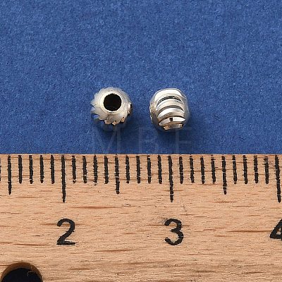 925 Sterling Silver Corrugated Round Spacer Beads STER-K178-02A-S-1