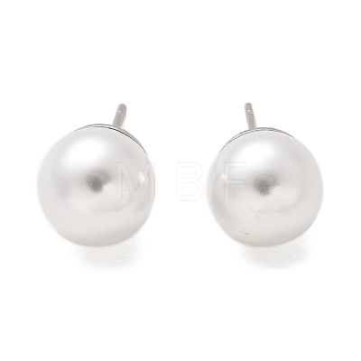 Brass ABS Imitation Pearl Stud Earrings EJEW-B132-01C-P-1