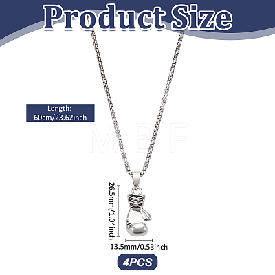 4Pcs Alloy Boxing Gloves Pendant Necklaces NJEW-UN0001-63AS-1