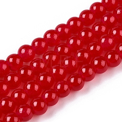 Baking Paint Imitation Jade Glass Round Bead Strands DGLA-Q021-4mm-05-A-1