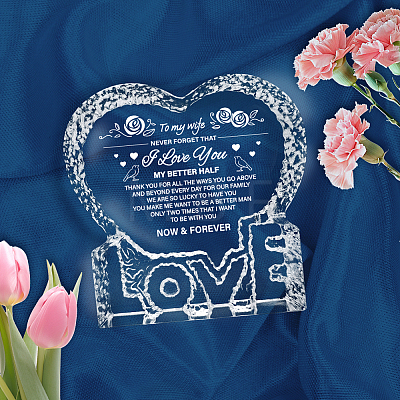 Heart with Word K9 Glass Figurines DJEW-WH0026-003-1