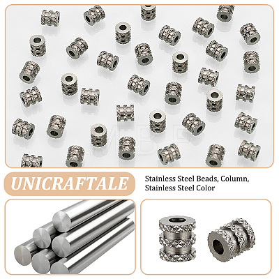 Unicraftale 60Pcs 303 Stainless Steel Beads STAS-UN0055-40-1