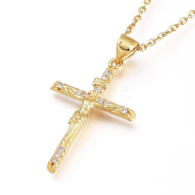 Easter Theme Brass Micro Pave Clear Cubic Zirconia Pendant Necklaces X-NJEW-L146-20G-1
