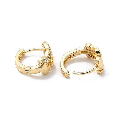 Brass with Clear Cubic Zirconia Hoop Earrings EJEW-B035-45KCG-1