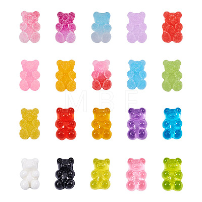 100Pcs 20 Colors Flatback Resin Cabochons RESI-PJ0001-02-1