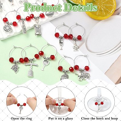 40Pcs 20 Style Glass Wine Glass Charms AJEW-CJ00015-1