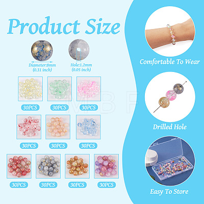  300Pcs 10 Style Baking Painted Transparent & Crackle Glass Beads DGLA-TA0001-03-1