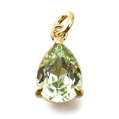 Brass Glass Charms KK-V011-31G-1