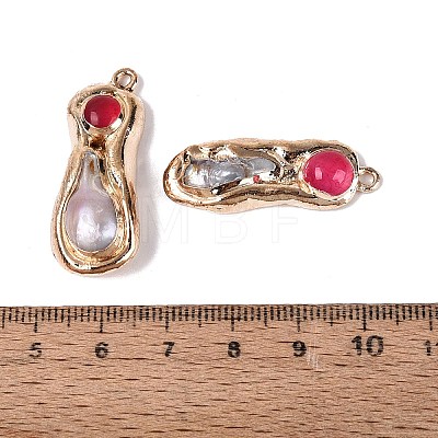 Natural Keshi Pearl & Dyed Agate Pendants PEAR-N030-01G-1