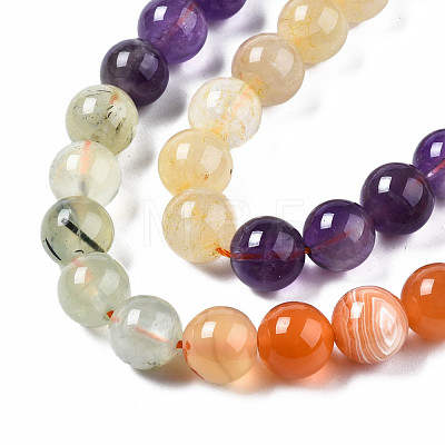 Natural Amazonite & Sunstone & Citrine & Amethyst & Prehnite & Botswana Agate & Lapis Lazuli Beads Strands G-S376-003C-1