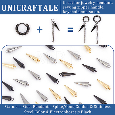 Unicraftale 30Pcs 3 Style Stainless Steel Pendants STAS-UN0037-76-1