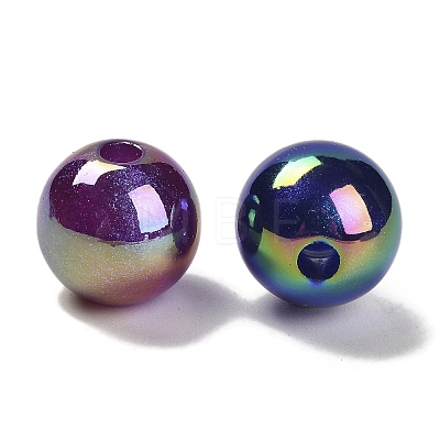 UV Plating Opaque Rainbow Iridescent Acrylic Beads SACR-R001-15A-1