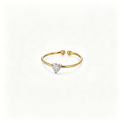 Adjustable Birthstone 304 Stainless Steel Micro Pave Cubic Zirconia Cuff Open Rings WGB2F1D-04-1
