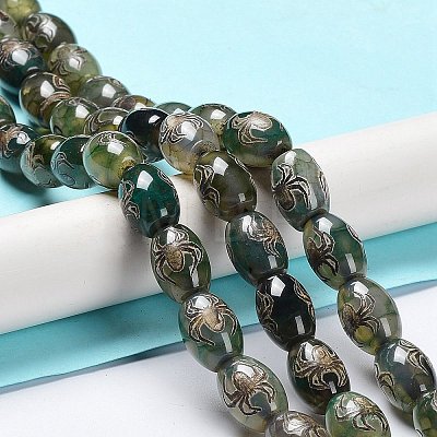 Tibetan Style dZi Beads Strands TDZI-E005-01R-1