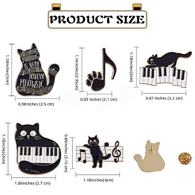 5Pcs 5 Style Cat with Music Enamel Pins JEWB-SZ0001-90-1