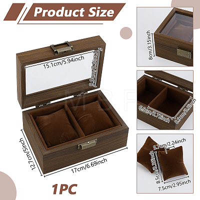 2-Slot Wood Watch Storage Boxes OBOX-WH0089-261-1