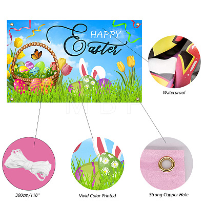 Easter Polyester Hanging Banner Sign AJEW-WH0190-055-1