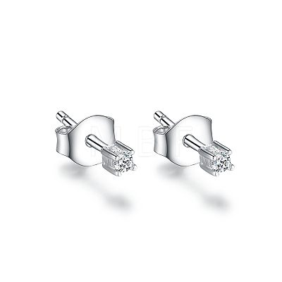 Fashionable Sterling Silver Clear Cubic Zirconia Stud Earrings MX3560-1-1