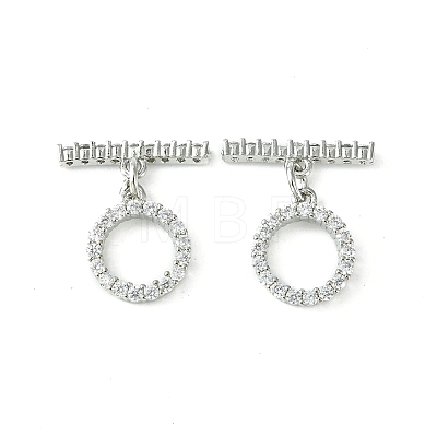 Rack Plating Eco-Friendly Brass Pave Clear Cubic Zirconia Toggle Claps KK-K330-45P-1
