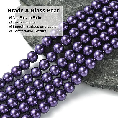 Eco-Friendly Dyed  Glass Pearl Round Bead Strands X-HY-A002-8mm-RB099-1
