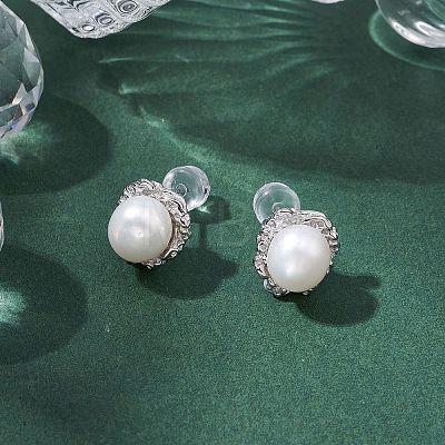 Natural Pearl Ear Studs EJEW-P286-29P-1