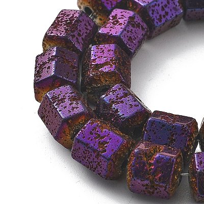 Electroplated Natural Lava Rock Beads Strands G-A251-A01-01I-1